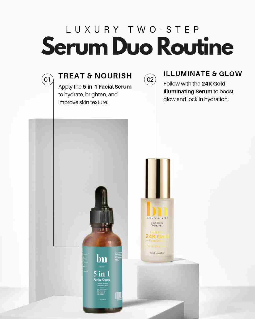 Beauty by Mish – 5-in-1 Facial Serum & 24K Gold Illuminating Serum